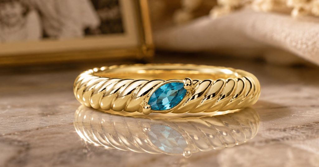 Personalized Mothers Rings December Birthstone Blue Zircon for Family Keepsakes