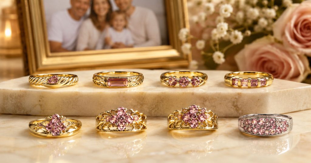 Mothers Rings October Birthstone Rose Zircon: Symbolism, Metals, and Ring Options