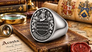 Acosta Family Crest Signet Rings: Complete Guide to Heraldry, Metals and Engraving