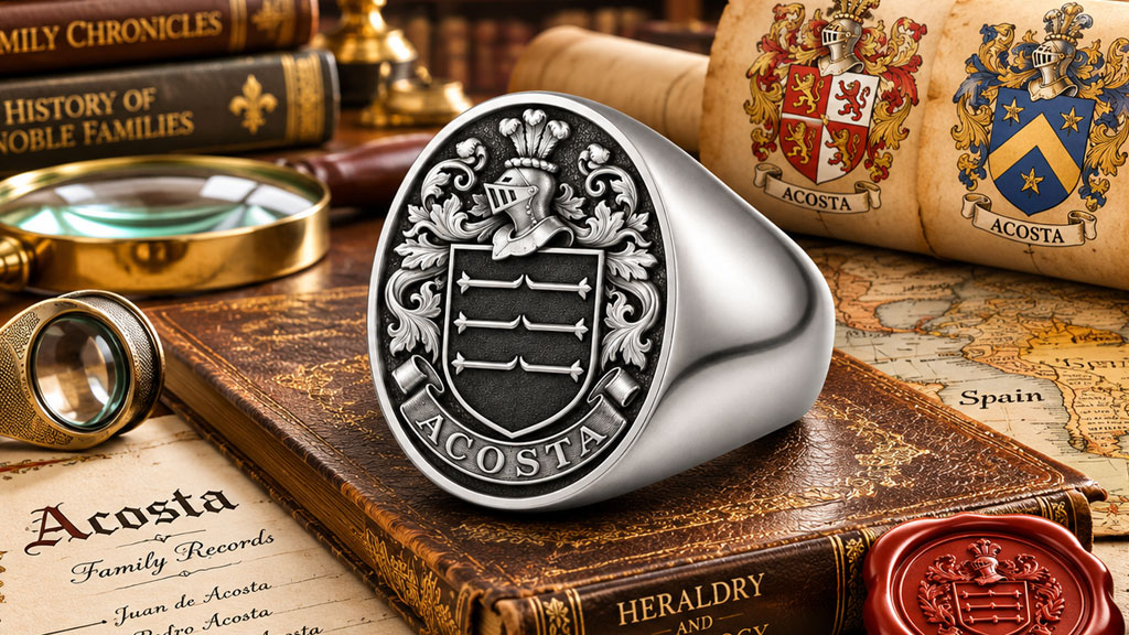 Acosta Family Crest Signet Rings: Complete Guide to Heraldry, Metals and Engraving